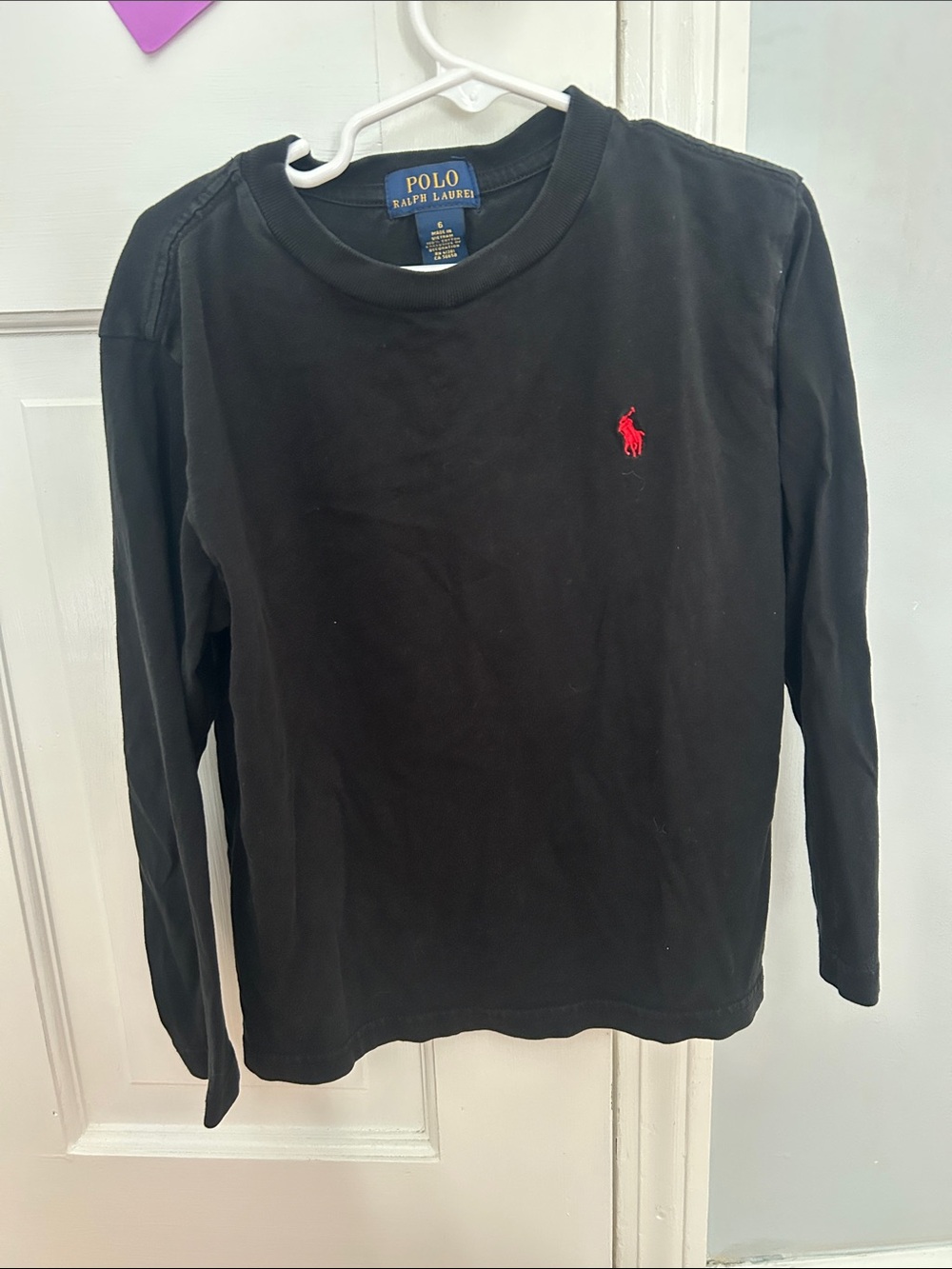 Polo by Ralph Lauren Black Long-Sleeve Crewneck with Red Pony Size 6T